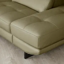 Alessia Garden Green Leather Dual Electric Recliner Lounge - Right - Black Legs