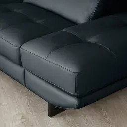 Alessia Night Blue Leather Dual Electric Recliner Lounge - Right - Black Legs