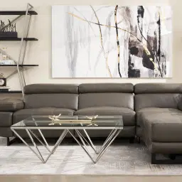 Alessia Night Blue Leather Dual Electric Recliner Lounge - Right - Black Legs