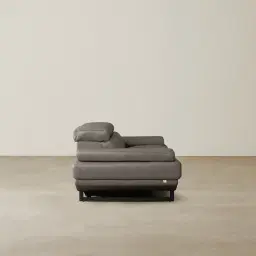 Elena Warm Stone Grey Leather 3-Seater Electric Recliner - Black Legs