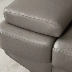 Elena Warm Stone Grey Leather 3-Seater Electric Recliner - Black Legs