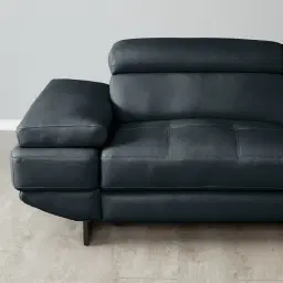 Elena Night Blue Leather 3-Seater Electric Recliner - Black Legs