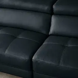 Elena Night Blue Leather 3-Seater Electric Recliner - Black Legs