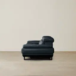 Elena Night Blue Leather 3-Seater Electric Recliner - Black Legs