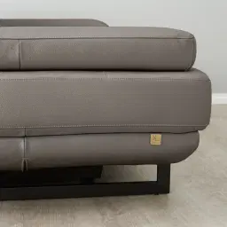 Elena Warm Stone Grey Leather 2-Seater Electric Recliner - Black Legs