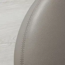 Vermont Warm Stone Grey Leather Swivel Chair - Silver Stainless Steel Leg