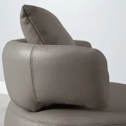 Vermont Warm Stone Grey Leather Swivel Chair - Silver Stainless Steel Leg