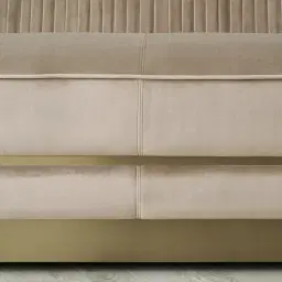 Crown Light Beige Velvet 3-Seater Sofa - Champagne Gold Stainless Steel Legs