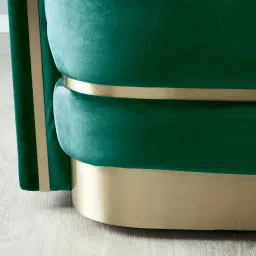 Crown Emerald Green Velvet 3-Seater Sofa - Champagne Gold Stainless Steel Legs