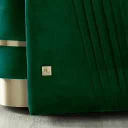 Crown Emerald Green Velvet 3-Seater Sofa - Champagne Gold Stainless Steel Legs