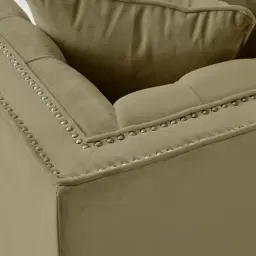 Vogue Olive Green Velvet 3-Seater Sofa - Dark Brown Legs