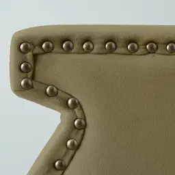 Deco Olive Green Velvet Armchair - Dark Brown Legs