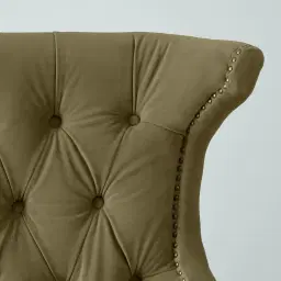 Deco Olive Green Velvet Armchair - Dark Brown Legs