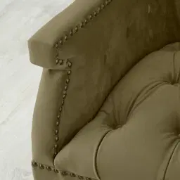 Deco Olive Green Velvet Armchair - Dark Brown Legs