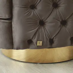 Kelly Mushroom Velvet Swivel Chair - Gold Legs