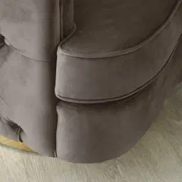 Kelly Mushroom Velvet Swivel Chair - Gold Legs