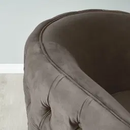 Kelly Mushroom Velvet Swivel Chair - Gold Legs