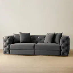 Empress Charcoal Velvet 3-Seater Sofa