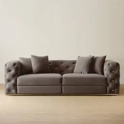 Empress Mushroom Velvet 3-Seater Sofa