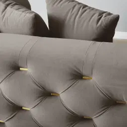 Empress Mushroom Velvet 3-Seater Sofa