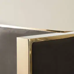 Gertrude Mushroom Velvet King Bed - Brushed Champagne Gold Stainless Steel Frame