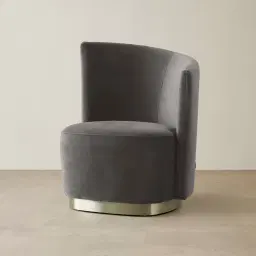 Reina Asymmetrical Mushroom Velvet Chair - Brushed Champagne Gold Stainless Steel Legs Right Apex