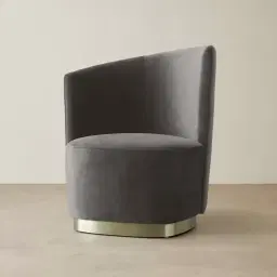 Reina Asymmetrical Mushroom Velvet Chair - Brushed Champagne Gold Stainless Steel Legs Left Apex