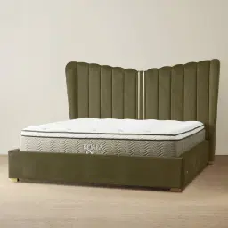 Madrid Olive Green Velvet King Bed