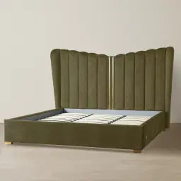 Madrid Olive Green Velvet King Bed