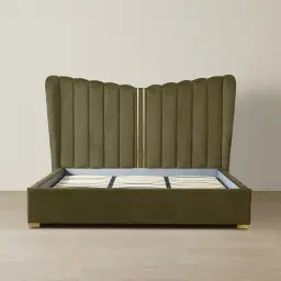 Madrid Olive Green Velvet King Bed