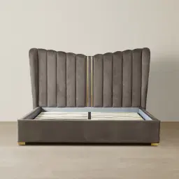 Madrid Mushroom Velvet Queen Bed