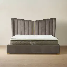 Madrid Mushroom Velvet Queen Bed
