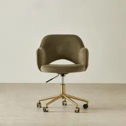 Adrianna Olive Green Velvet Office Chair