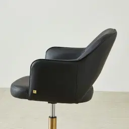 Adrianna Caviar Black Vegan Leather Desk Chair