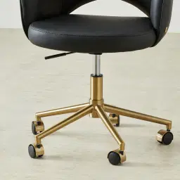 Adrianna Caviar Black Vegan Leather Desk Chair