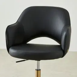 Adrianna Caviar Black Vegan Leather Desk Chair