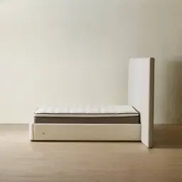 Summerton Pearl Beige Fabric King Bed - Toffee Brown Ash