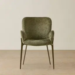 Milana Army Green Fabric Dining Chair - Brushed Bronze Legs