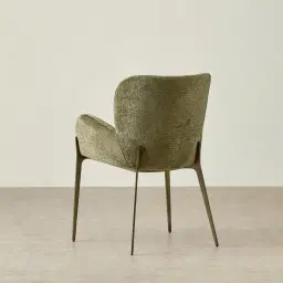 Milana Army Green Fabric Dining Chair - Brushed Bronze Legs