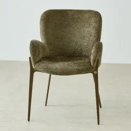 Milana Army Green Fabric Dining Chair - Brushed Bronze Legs
