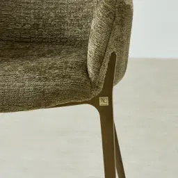Milana Army Green Fabric Dining Chair - Brushed Bronze Legs