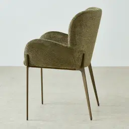 Milana Army Green Fabric Dining Chair - Brushed Bronze Legs