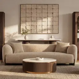 Celia Vintage Mustard 3-Seater Woven Fabric Sofa