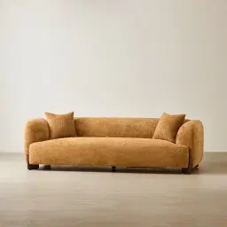 Celia Vintage Mustard 3-Seater Woven Fabric Sofa