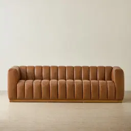 Portia Vintage Tan Leather 4-Seater Sofa