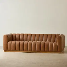 Portia Vintage Tan Leather 4-Seater Sofa