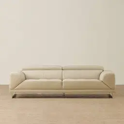 Fortitude Cream Leather 3-Seater Sofa