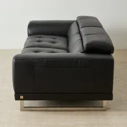 Fortitude Black Leather 3-Seater Sofa