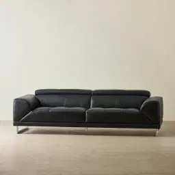 Fortitude Black Leather 3-Seater Sofa