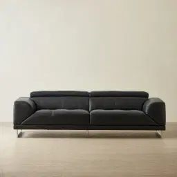 Fortitude Black Leather 3-Seater Sofa